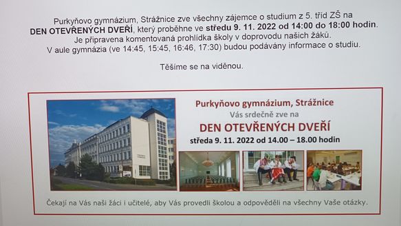 Purkyňovo gymnázium Strážnice - Den otevřených dveří