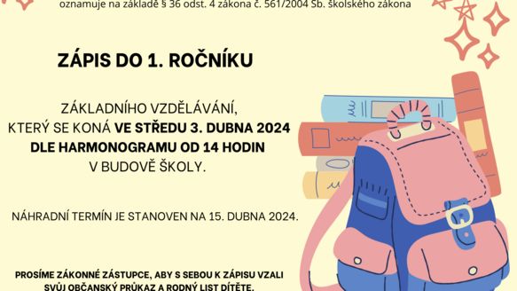 Zápis do 1. ročníku základního vzdělávání